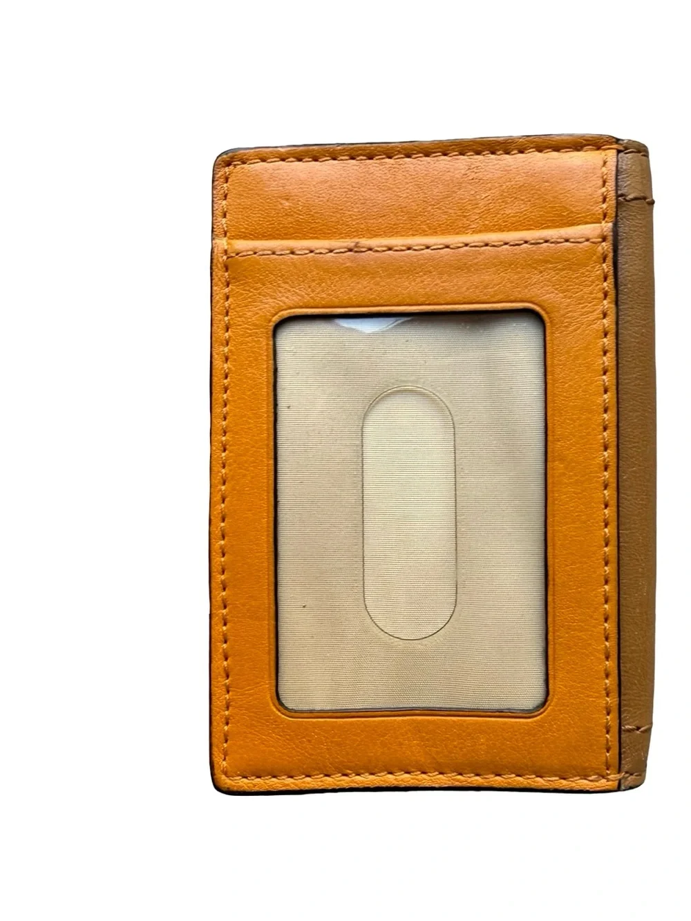 Coach Women’s Tan Cream Leather Card Holder Wallet